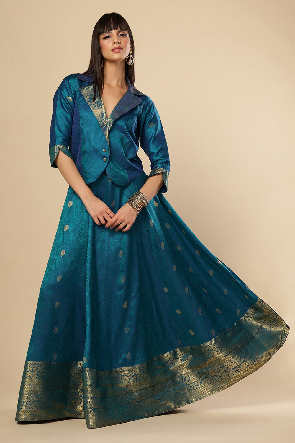 blue saree dress design Blue Saree Dress