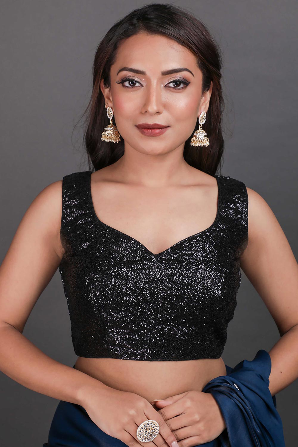 Buy Zena Black Sparkle Sequins Blouse