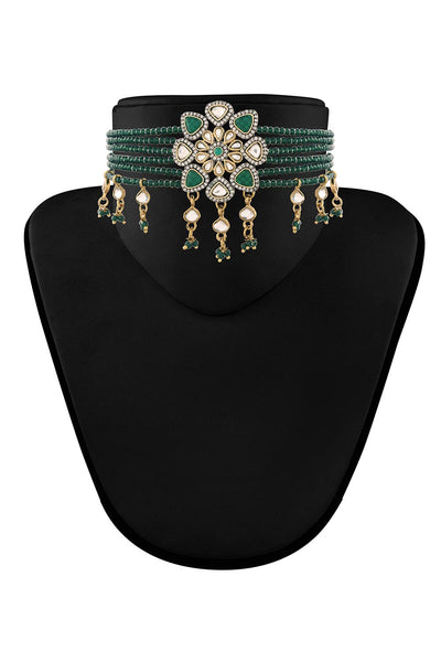 Buy Women's Alloy Necklace Set in Green Online - Side