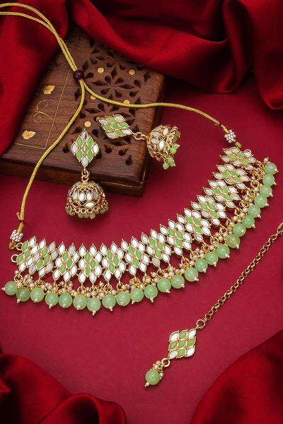 Buy Women's Alloy Necklace Set In Green