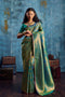 Kiya Teal Green Handloom Zari Weaving Silk Ready to Wear Saree
