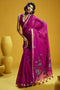 Emilia Fuchsia Pink Munga Print Cotton Handloom Weaving Ready to Wear Saree