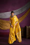 Akari Mustard Yellow Pure Satin Handloom Weaving Silk Ready to Wear Saree