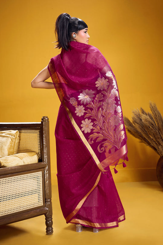 Neerja Rani Pink Munga Silk Zari Weaving Ready to Wear One Minute Saree