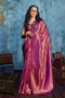 Kiya Rani Pink Handloom Zari Weaving Silk Ready to Wear Saree