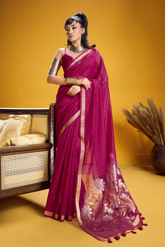 Neerja Rani Pink Munga Silk Zari Weaving Ready to Wear One Minute Saree