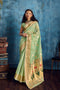 Cleo Pastel Green Paithani Tissue Handloom Weaving Ready to Wear Saree