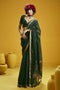 Emilia Dark Green Munga Print Cotton Handloom Weaving Ready to Wear Saree