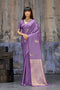 Kimani Lilac Purple Pure Satin Handloom Weaving Silk Ready to Wear Saree