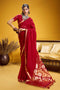 Neerja Crimson Red Munga Silk Zari Weaving Ready to Wear One Minute Saree