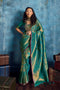 Kiya Sea Green Handloom Zari Weaving Silk Ready to Wear Saree