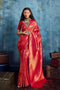 Kiya Red Handloom Zari Weaving Silk Ready to Wear Saree