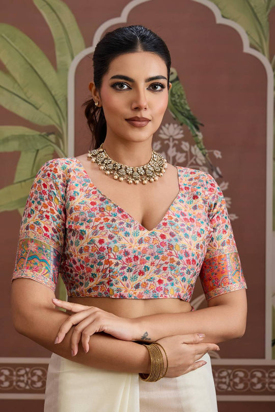 Misha White Modal Cotton Pashmina Woven Ready to Wear Saree