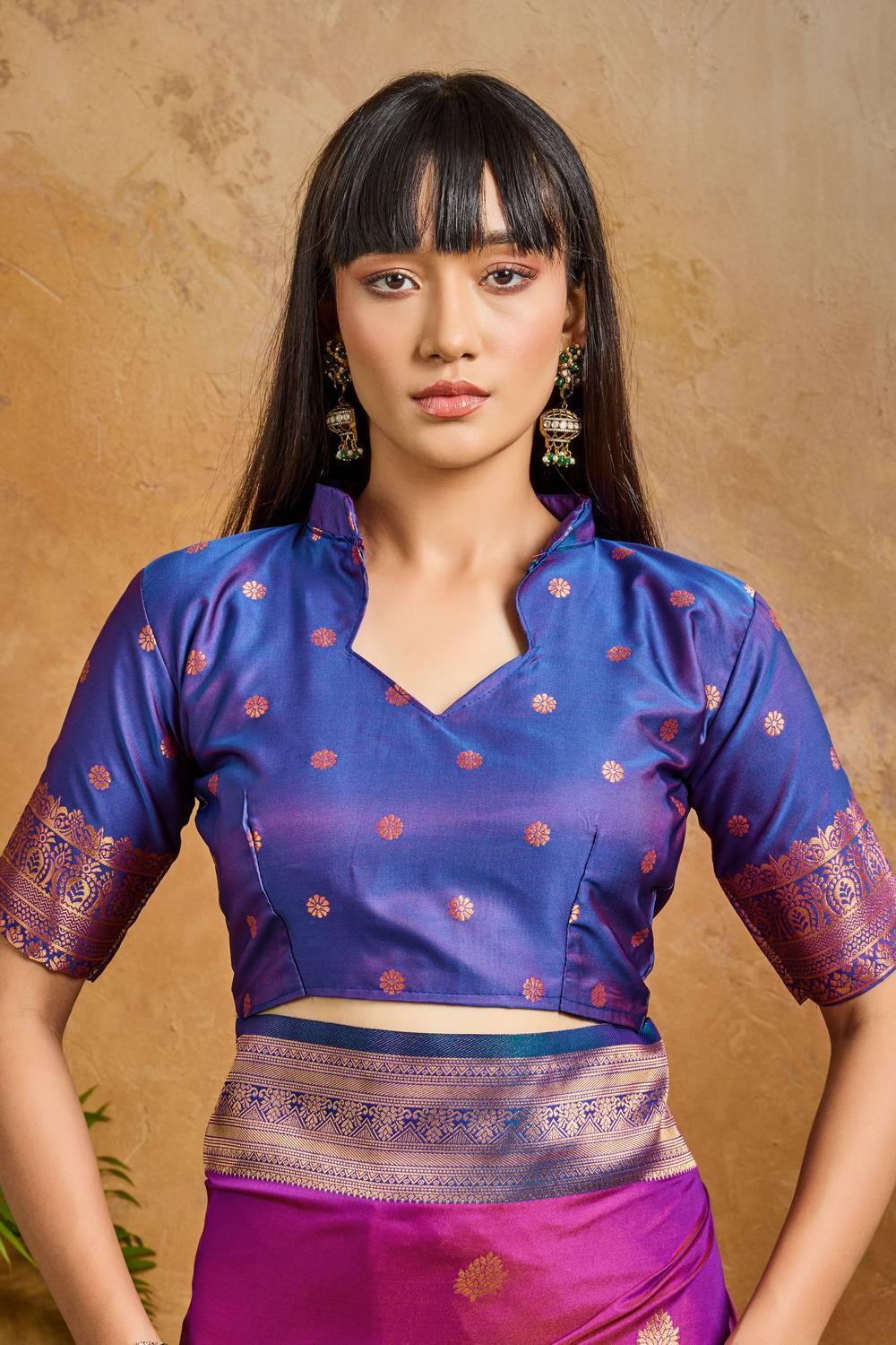 Reishi Magenta Silk Handloom Woven Ready to Wear Saree