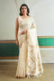 Usha Cream Tussar Silk Ikkat Handloom Weaving Ready to Wear Saree