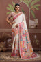 Misha White Modal Cotton Pashmina Woven Ready to Wear Saree