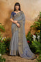 Helen Slate Blue Viscose Cotton Handloom Woven Patola Ready to Wear Saree
