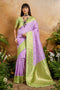 Roya Lavender and Green Handloom Weaving Silk Ready to Wear Saree