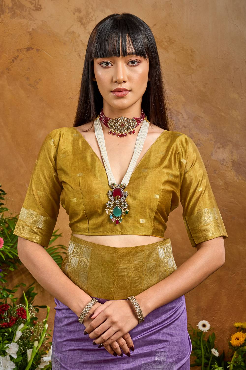 Flora Lavender Paper Silk Handloom Woven Ready to Wear Saree