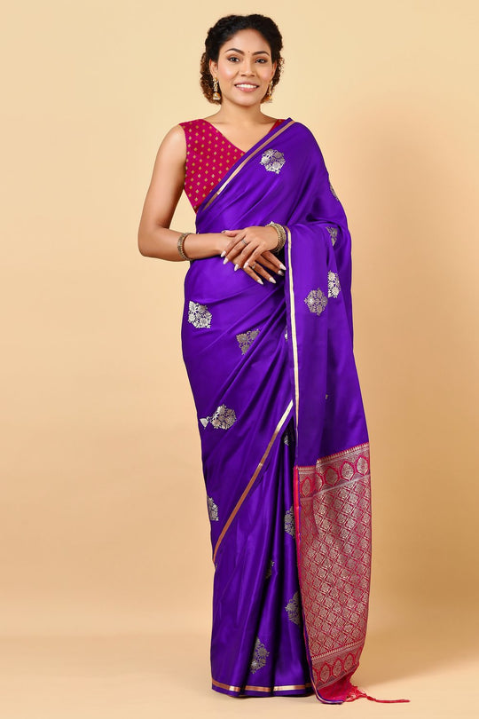 Laila Luxe Dark Blue Satin Designer One Minute Saree