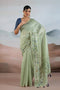 Gaila Summer Green Handloom Zari Tissue Brasso Weaving Ready to Wear Saree