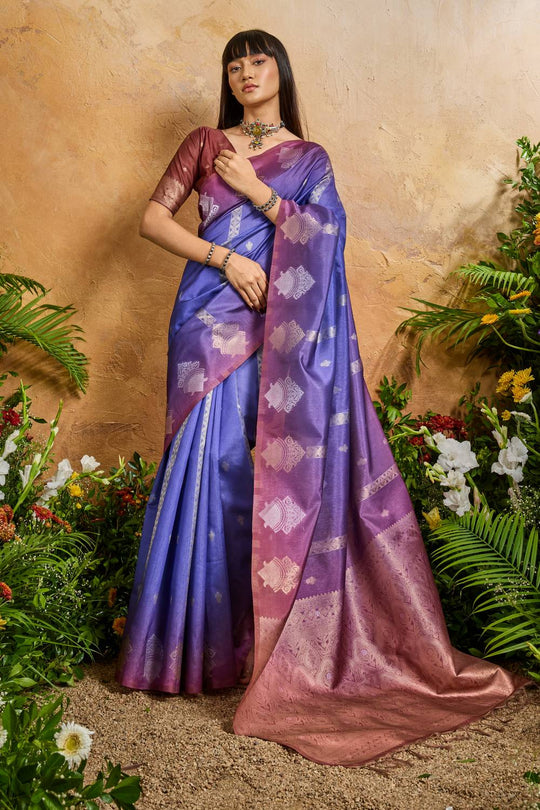Suri Dark Blue Handloom Woven Paper Silk With Zari Work Ready to Wear One Minute Saree