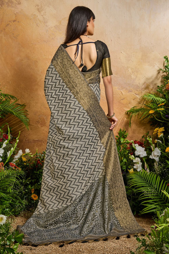 Helen Black Viscose Cotton Handloom Woven Patola Ready to Wear Saree