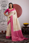 Mona Cream & Pink Paper Silk Ready to Wear Saree