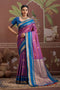 Nima Purple Tussar Silk Handloom Woven Ready to Wear Saree