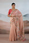 Gaila Soft Peach Handloom Zari Tissue Brasso Weaving Ready to Wear Saree