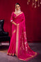Nargis Hot Pink Satin Linen Handloom Weaving Silk Ready to Wear One Minute Saree