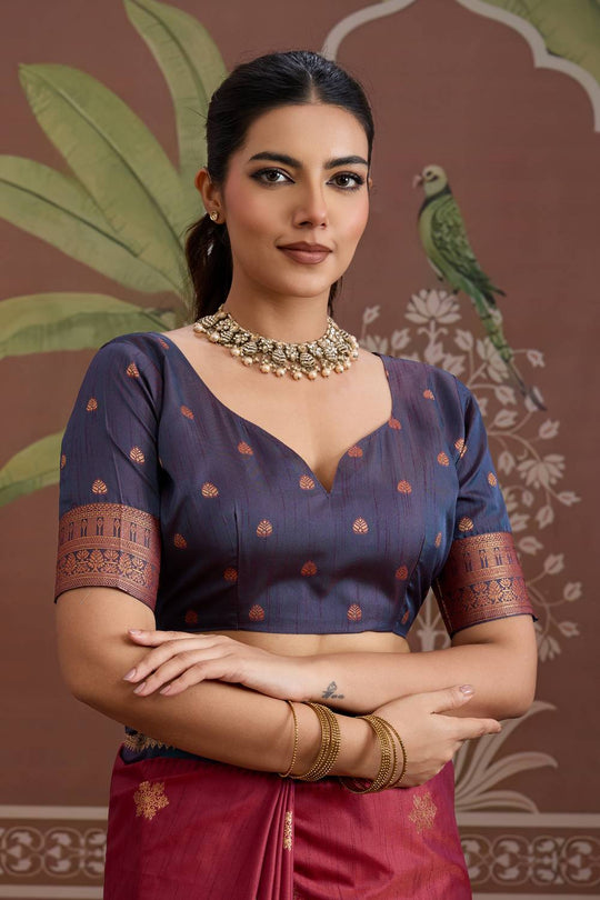 Nima Maroon Silk Handloom Woven Ready to Wear Saree