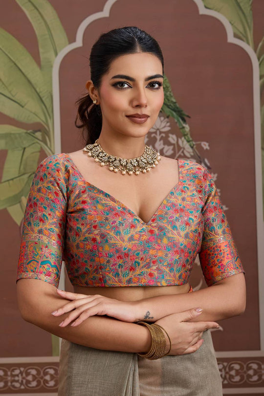 Misha Grey Modal Cotton Pashmina Woven Ready to Wear Saree