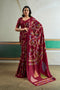 Aylani Maroon Modal Satin Ajrakh Print Ready to Wear Saree