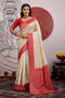 Mona Cream & Red Paper Silk Ready to Wear Saree