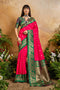 Roya Hot Pink and Green Handloom Weaving Silk Ready to Wear Saree