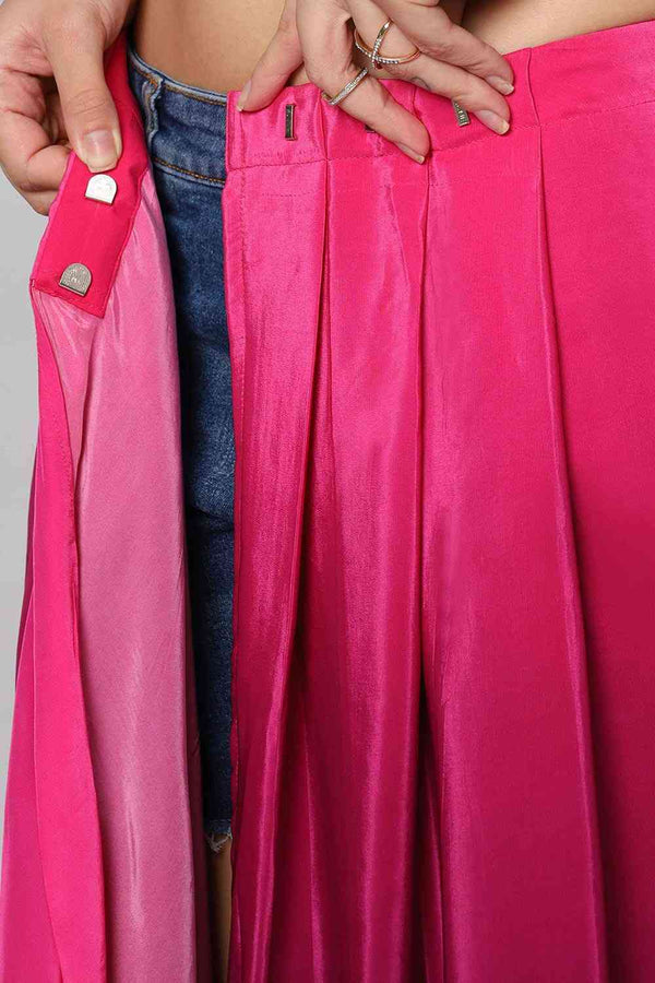 Alia Pink & Dark Grey Ombre Crepe One Minute Saree