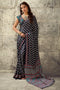 Karishma Black Modal Satin Ajrakh Print Ready to Wear Saree