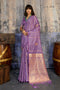 Iskra Lavender Purple Pure Satin Handloom Weaving Ready to Wear Saree