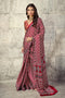 Penny Crimson Red Modal Satin Ajrakh Print Ready to Wear Saree