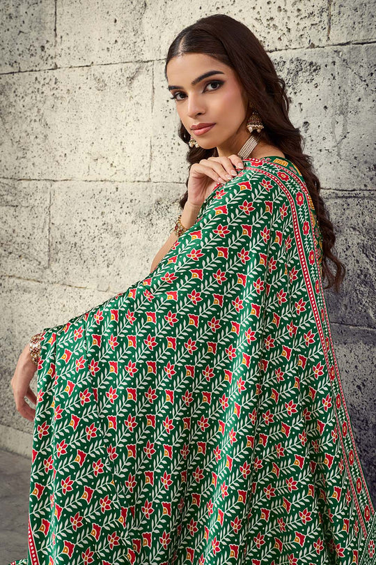 Penny Green Modal Satin Ajrakh Print Ready to Wear Saree
