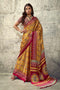 Lina Mustard Yellow and Maroon Ajrakh Print Modal Satin Ready to wear Saree