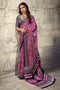 Lina Pink and Black Ajrakh Print Modal Satin Ready to wear Saree