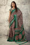 Lina Brown and Green Ajrakh Print Modal Satin Ready to wear Saree