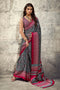 Lina Black and Red Ajrakh Print Modal Satin Ready to wear Saree