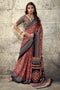 Lina Maroon and Black Ajrakh Print Modal Satin Ready to wear Saree