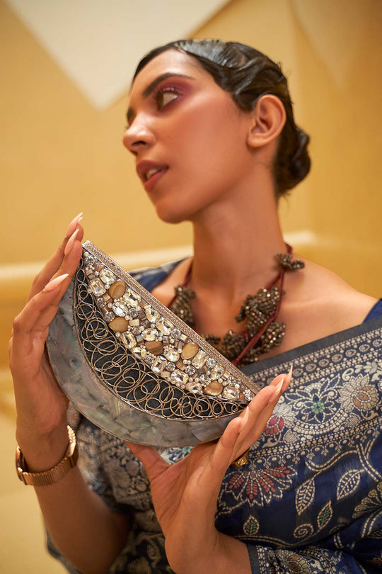 Ruhi Grey Cotton Chikankari One Minute Saree