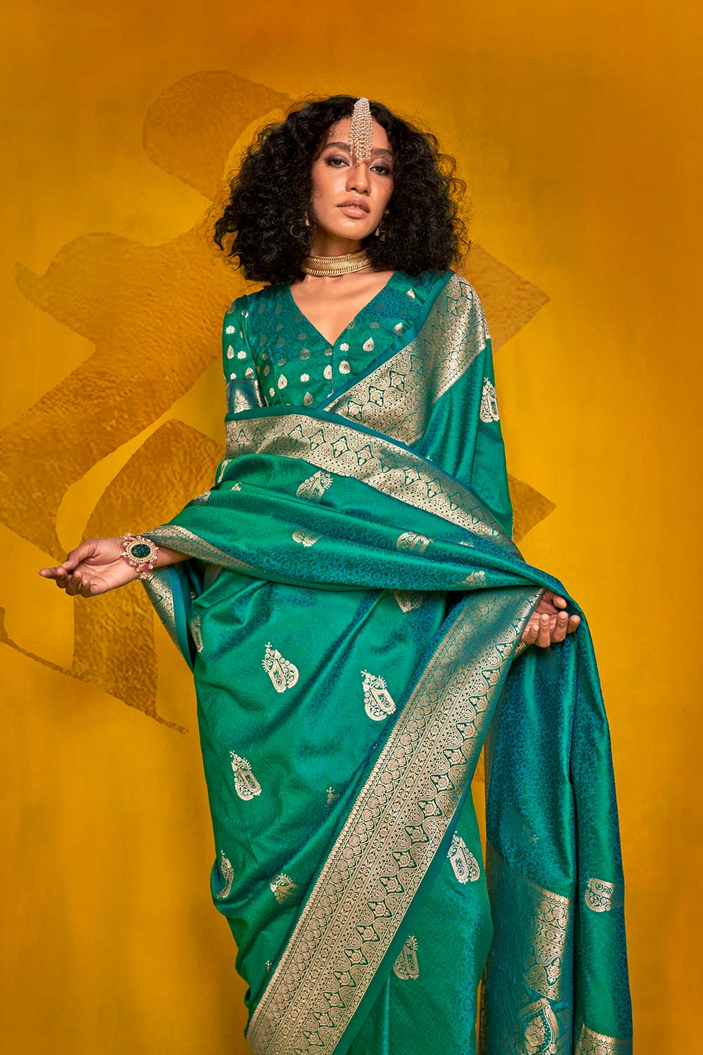 Giana Green Two Tone Handloom Weaving Silk One Minute Saree