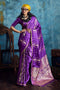 Ghazal Purple Pure Satin Handloom Weaving Ready to Wear Saree