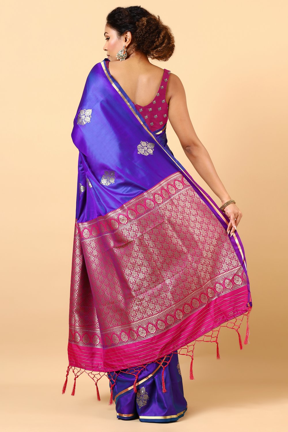 Laila Luxe Royal Blue Satin Designer Ready to Wear One Minute Saree